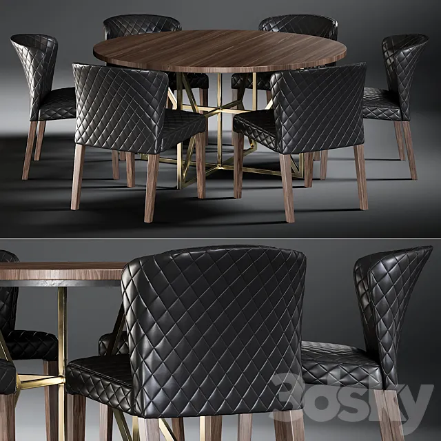 Dining Table Hayes Acacia & Chair Curran 3DModel