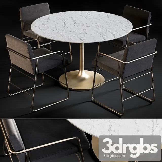 Dining table nero & chair rouka 2 3D Model Download