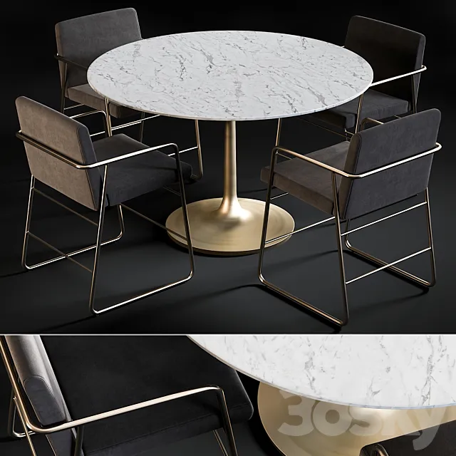 Dining Table Nero & Chair Rouka 3DModel