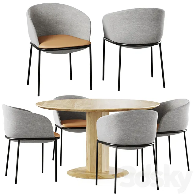 Dining table Pisa and Chair Embrace by Cosmorelax 3DModel Dining table Pisa and Chair Embrace by Cosmorelax 3DModel