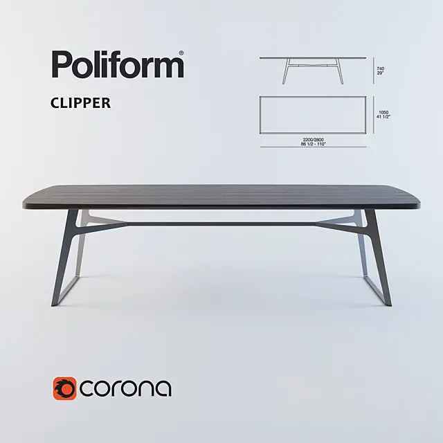 dining table Poliform Clipper 3DModel
