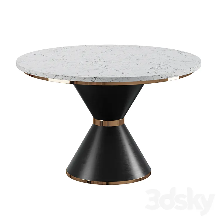 DINING TABLE ROUND ARTIFICIAL MARBLE \/ BLACK METAL 3D Model Free Download