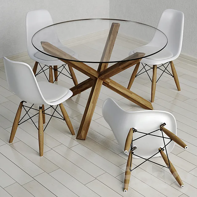 Dining table “Saskia” and chair “Eiffel” 3DModel Dining table “Saskia” and chair “Eiffel” 3DModel