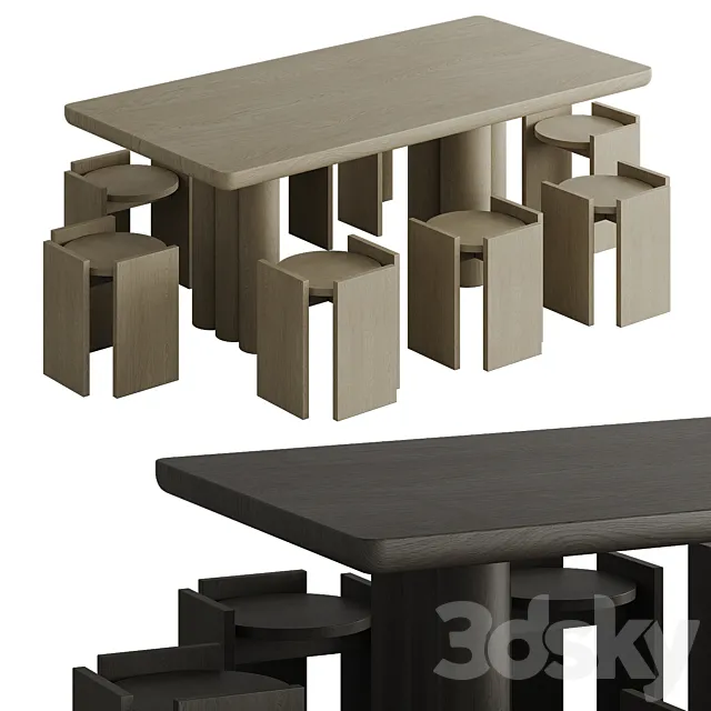 Dining table with chairs 006 3D Model Dining table with chairs 006 3D Model