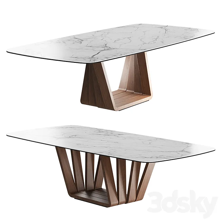 Dining table with marble top 3D Model Free Download