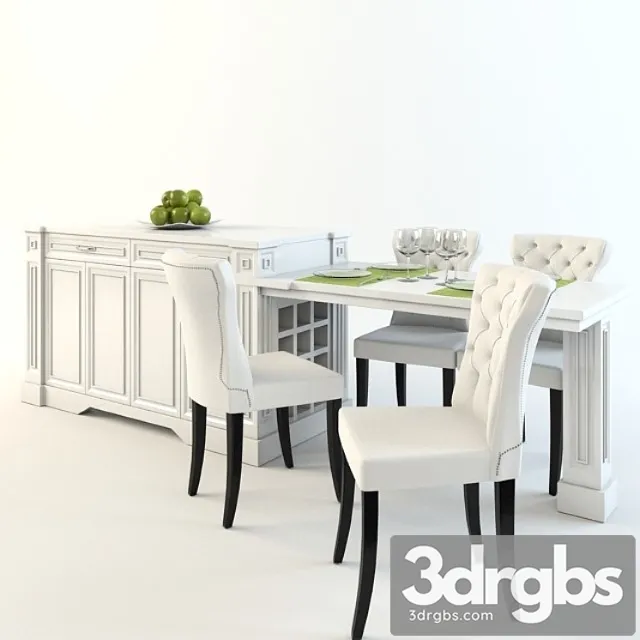 Dining Table With Table And Island 3D Model Download