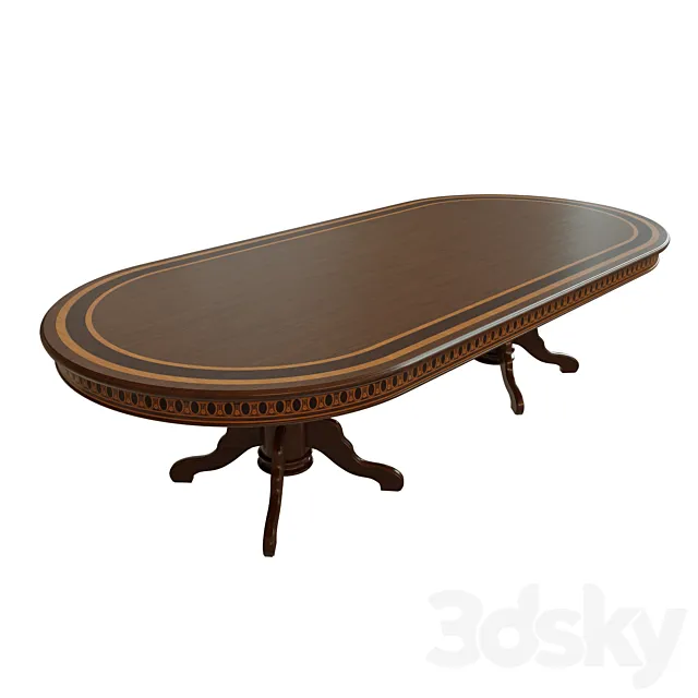 Dining table with veneer 05 3D Model