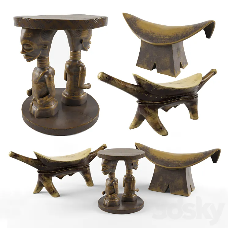 Dinka stool set 3D Model Free Download Dinka stool set 3D Model Free Download