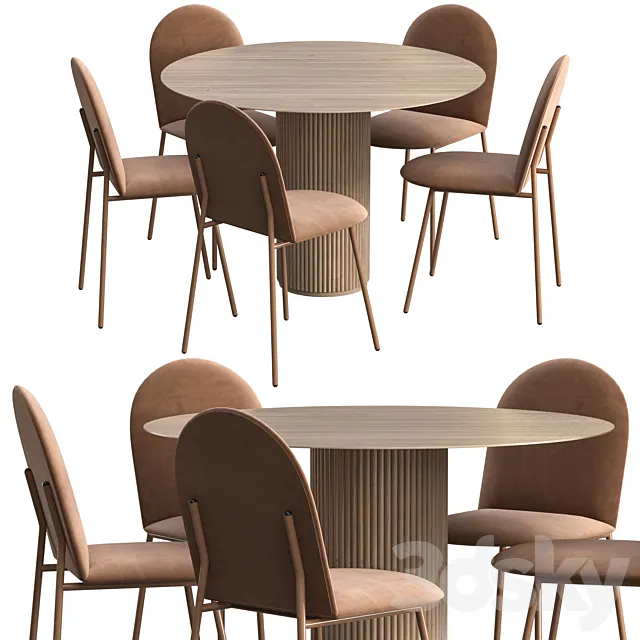 Dinner table Asplund Palais Royal + Chair Delo Sok 3DModel