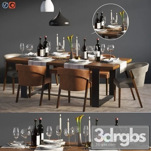 Dinning Set 04 3D Model Download