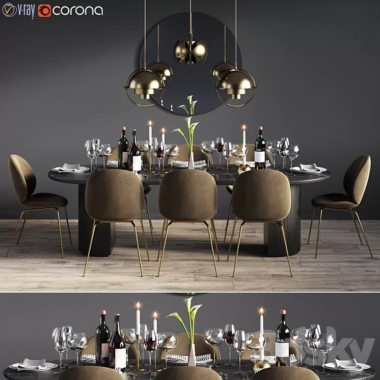 Dinning Set 08 3D Model Dinning Set 08 3D Model