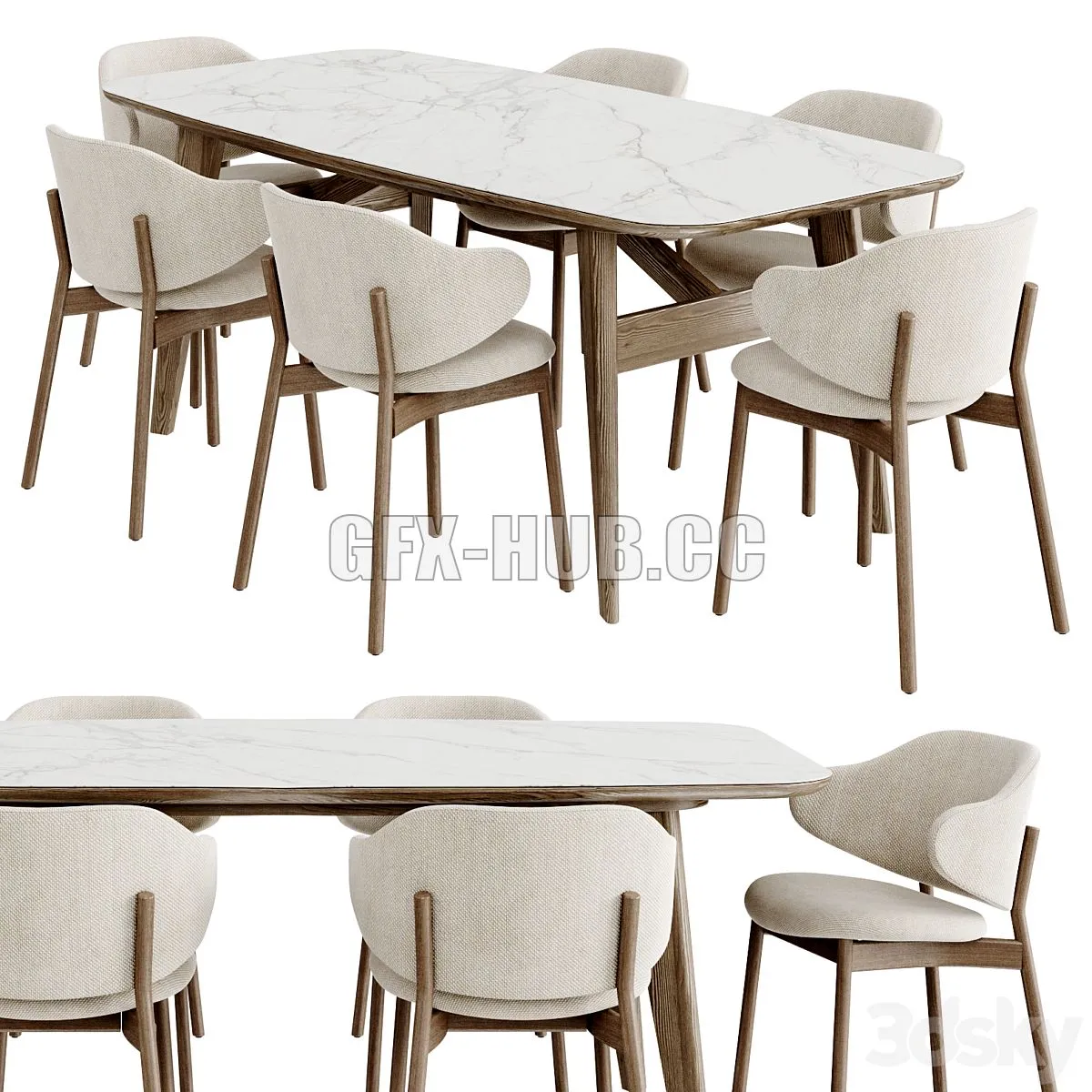 Dinning Set 108 (Calligaris HOLLY chair and Abrey table by Buratti 3D Model