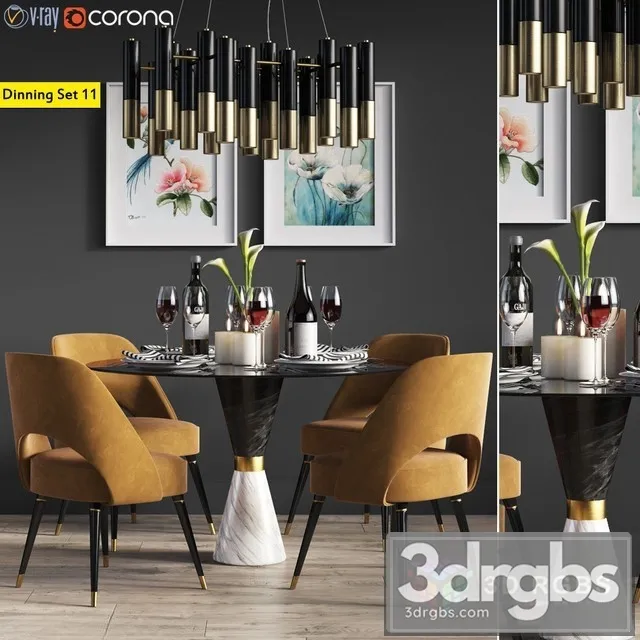 Dinning Set 11 3D Model Download
