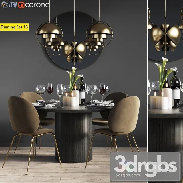 Dinning Set 13 3D Model Download