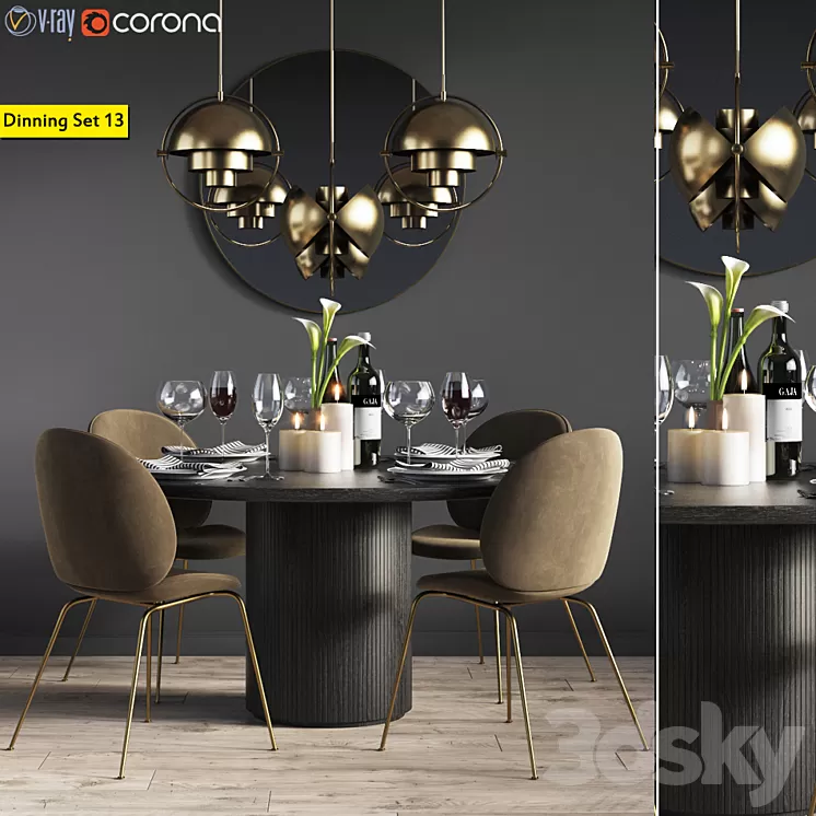 Dinning Set 13 3D Model Dinning Set 13 3D Model