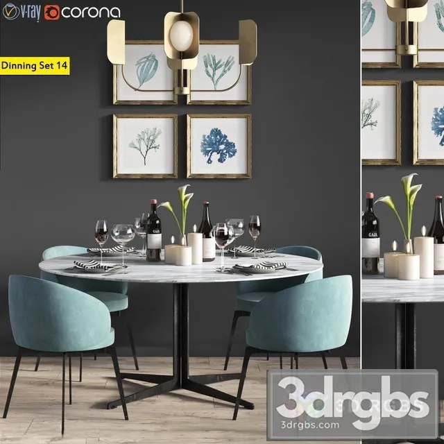 Dinning Set 15 3D Model Download