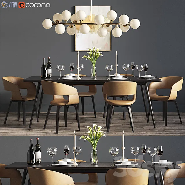Dinning Set 24 3DModel