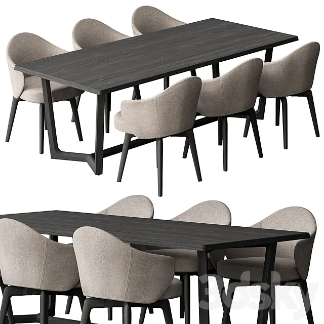 Dinning Table Black and Cream – Set 31 3D Model Dinning Table Black and Cream – Set 31 3D Model