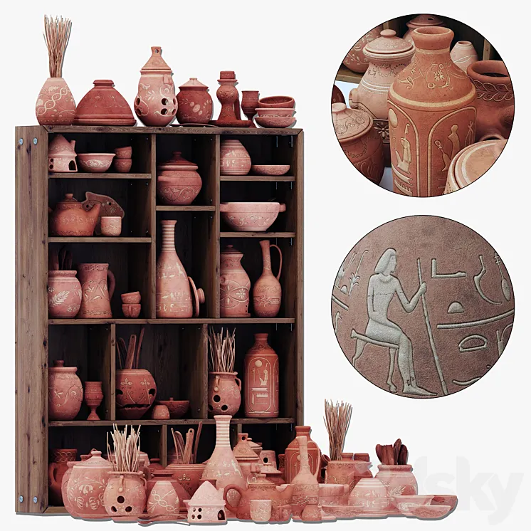 Dishes clay n23 \/ Clay dishes No. 23 3D Model Free Download