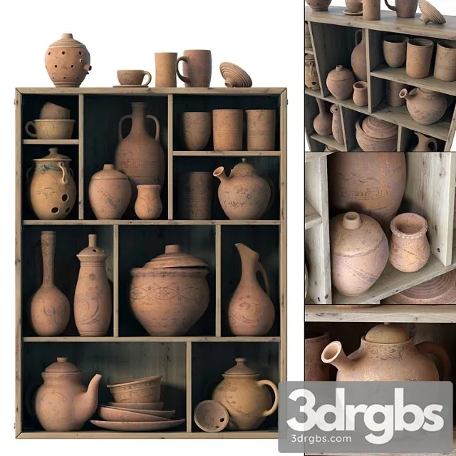 Dishes Clay Rack N15 Polka S Posudoi Iz Gliny 15 3D Model Download Dishes Clay Rack N15 Polka S Posudoi Iz Gliny 15 3D Model Download