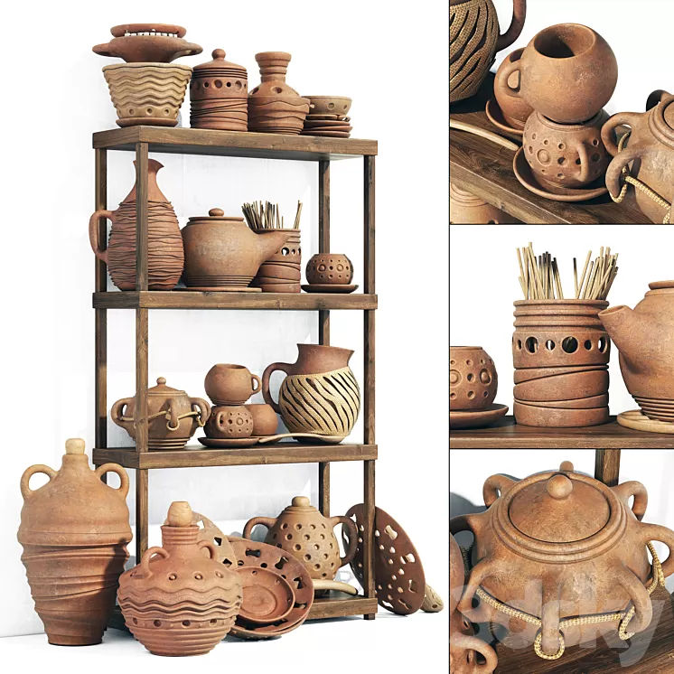 Dishes clay rack n8 / Pottery rack N8 3D Model
