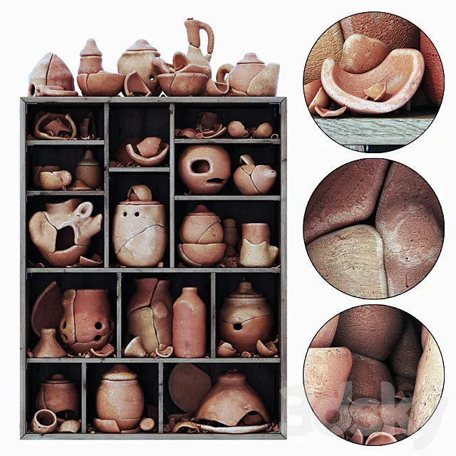 Dishes clay splinter old n2 3D Model