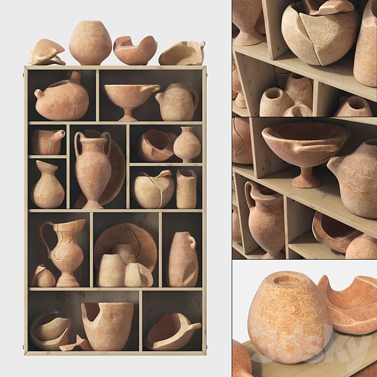 Dishes old clay splinter decor n1 / 3D Model