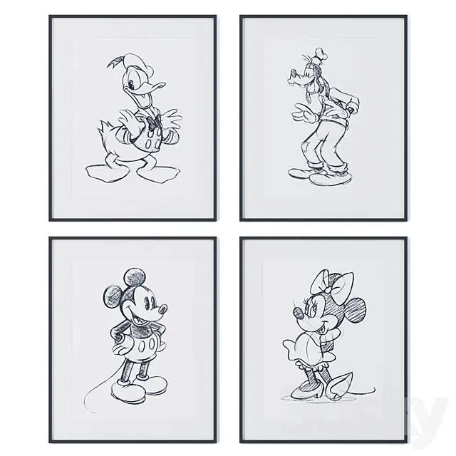 Disney character posters 3D Model