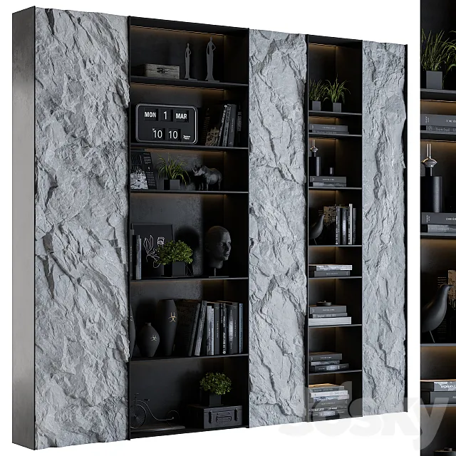Display cabinet with Rock panel Black 3DModel