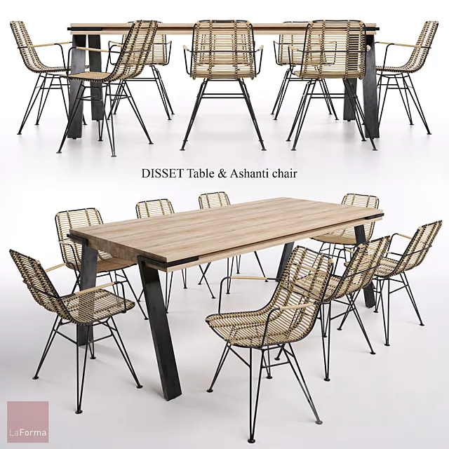 DISSET Table & Ashanti chair 3DModel DISSET Table & Ashanti chair 3DModel