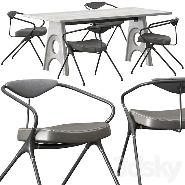 District Eight – Akron Dining Chair set 3DModel