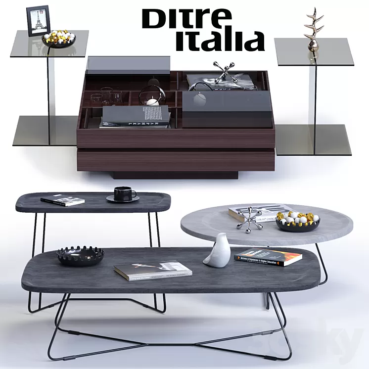 Ditre Italia Coffee Tables Set 3D Model Ditre Italia Coffee Tables Set 3D Model