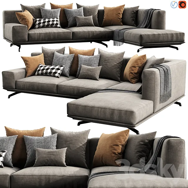 Ditre Italia Dalton Chaise Lounge 3D Model