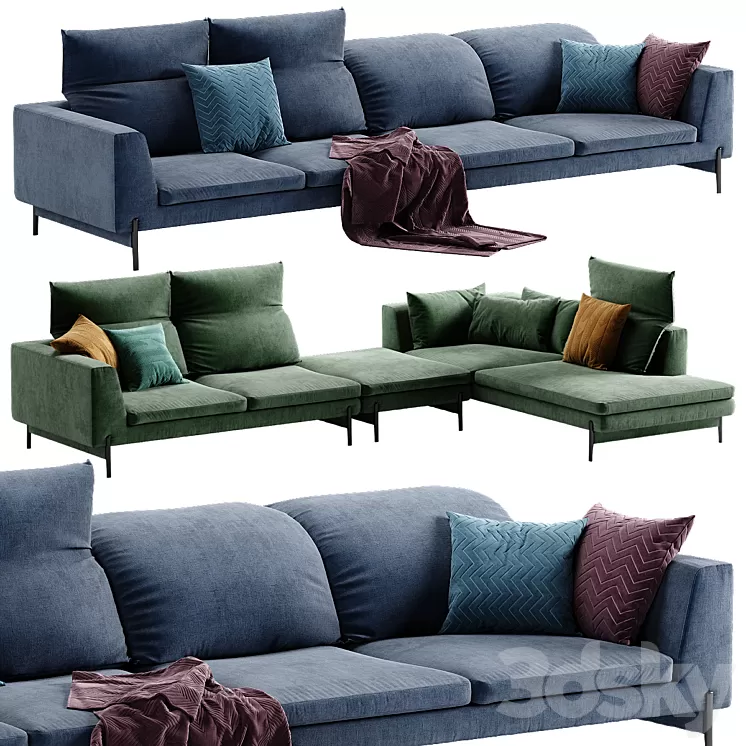 Ditre italia Kim High sectional sofa 3D Model Ditre italia Kim High sectional sofa 3D Model