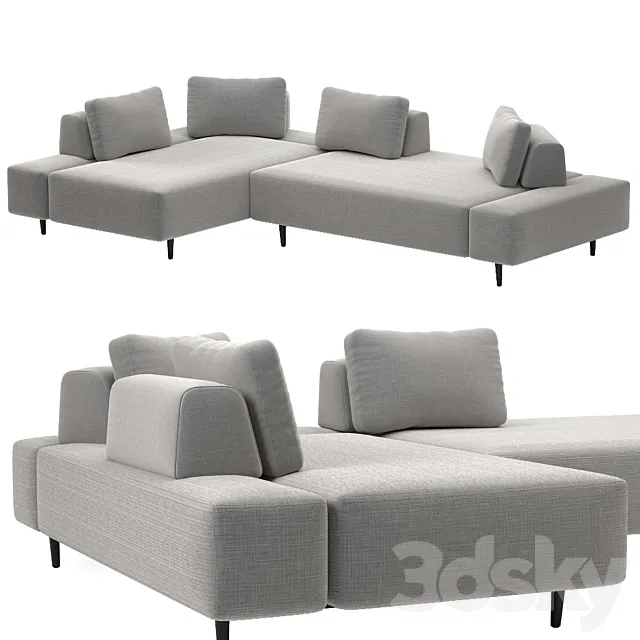 Divan mist gray left sectional sofa 3D Model Divan mist gray left sectional sofa 3D Model