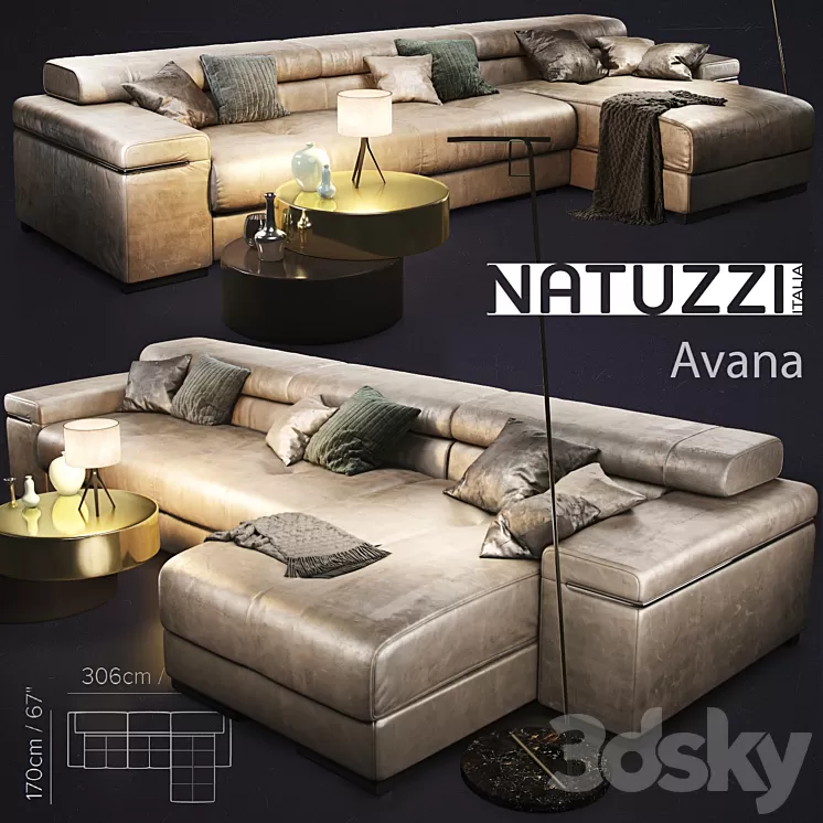 Divan Natuzzi Avana 3D Model Divan Natuzzi Avana 3D Model