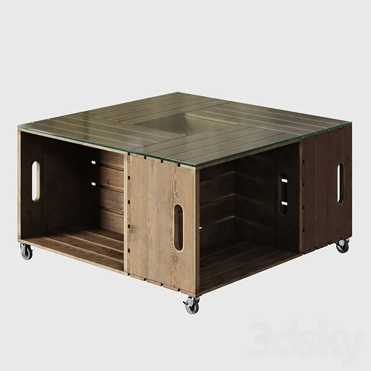 DIY Crate Coffee Table 3D Model Free Download