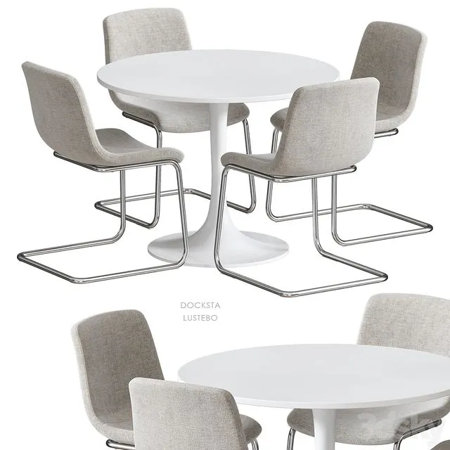 DOCKSTA LUSTEBO IKEA table and chairs 3D Model