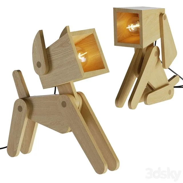 Dog Adjustable Wooden Table Lamp 3D Model Dog Adjustable Wooden Table Lamp 3D Model