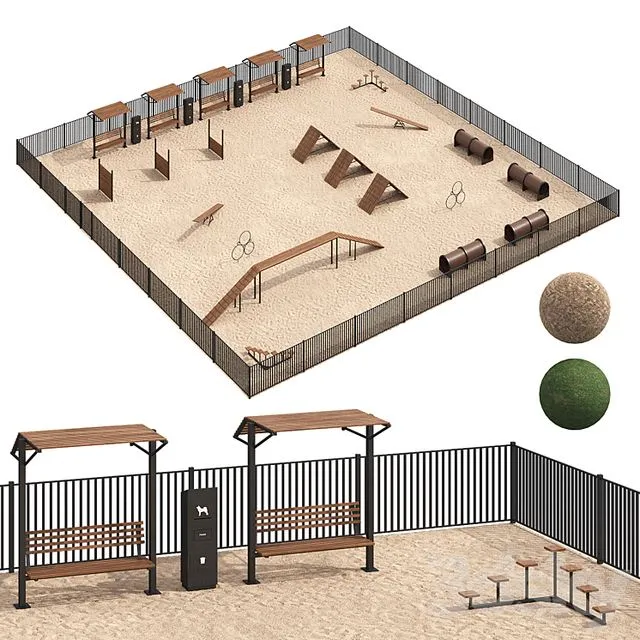 Dog walking area 3D Model Dog walking area 3D Model