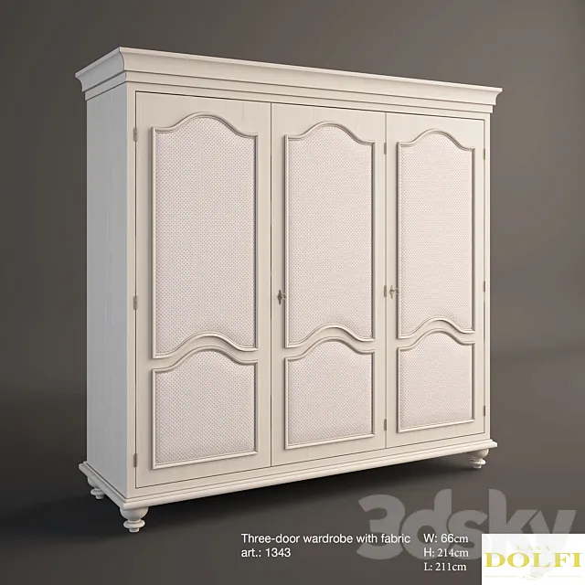 Dolfi three-door wardrobe with fabric 3D Model