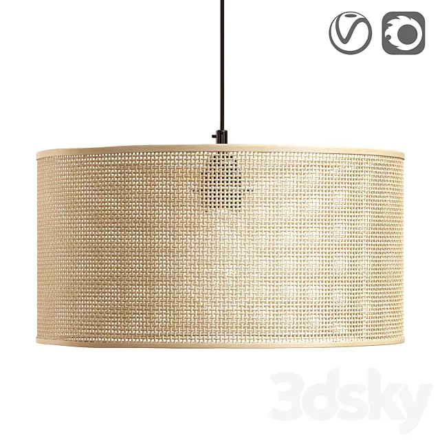 Dolkie Wicker Rattan Lampshade or Chandelier 3D Model