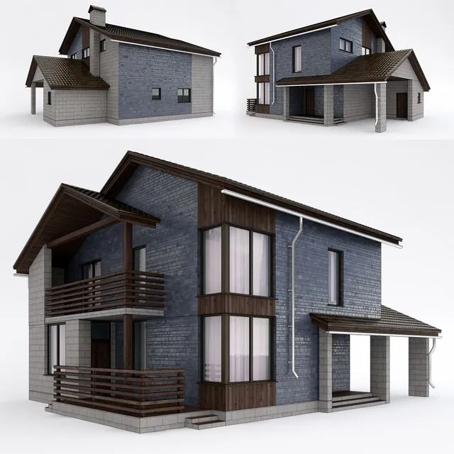 Dom2 building wood stone 3D Model