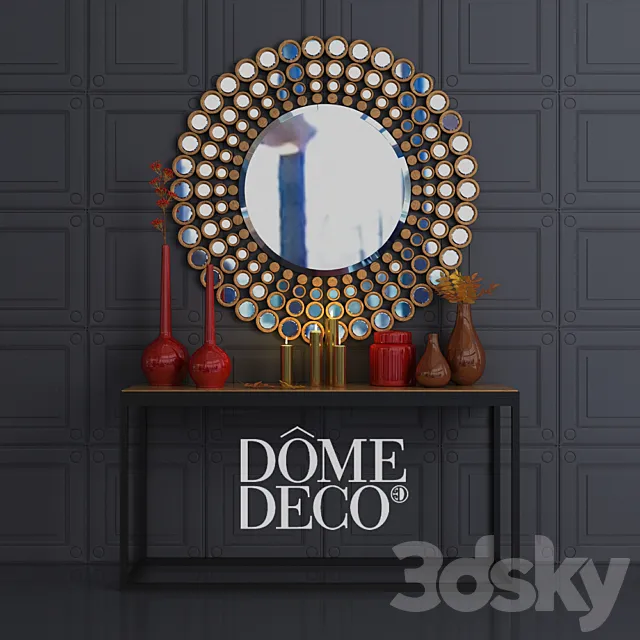 Dome Deco decor set with mirror and console 3D Model Dome Deco decor set with mirror and console 3D Model