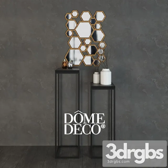 Dome deco decor set with vases consoles mirror 2 3D Model Download Dome deco decor set with vases consoles mirror 2 3D Model Download
