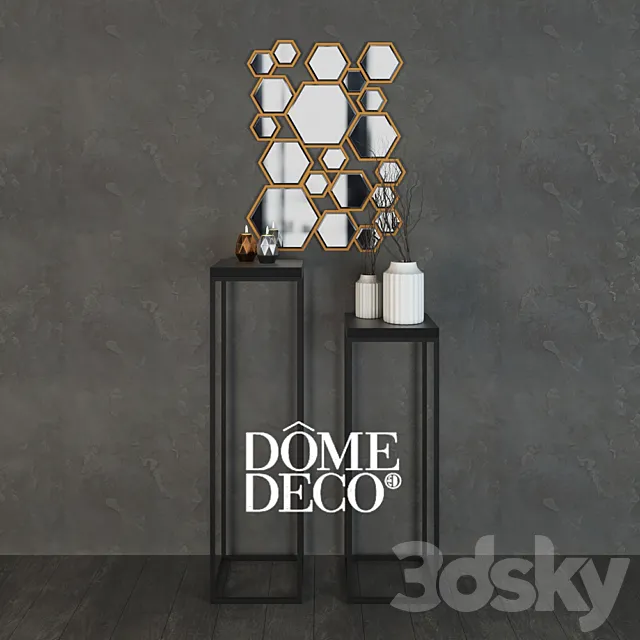 Dome Deco decor set with vases consoles mirror 3D Model