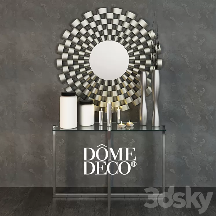 Dome Deco set decor vases and console with mirror 3D Model