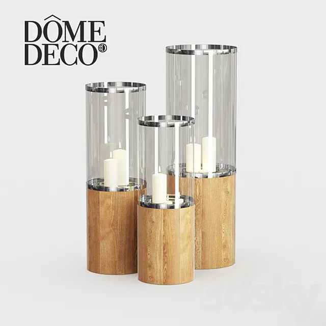Dome deco set of candlesticks 3D Model Dome deco set of candlesticks 3D Model