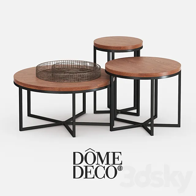 Dome deco set of coffee tables with decor 3DModel Dome deco set of coffee tables with decor 3DModel