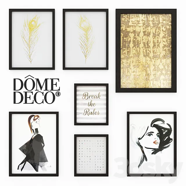 Dome deco set of paintings 3DModel Dome deco set of paintings 3DModel